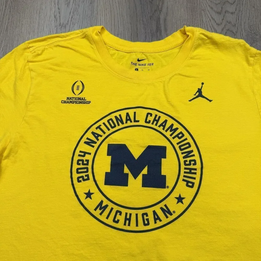Michigan Wolverines Shirt Mens XL Yellow NCAA Football Nike 2024 Championship